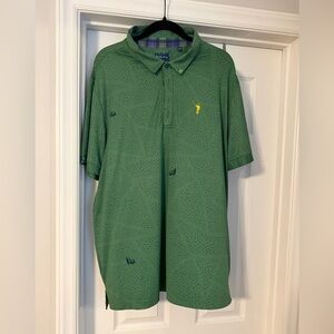 Men's Green Polo Shirt with Subtle Pattern